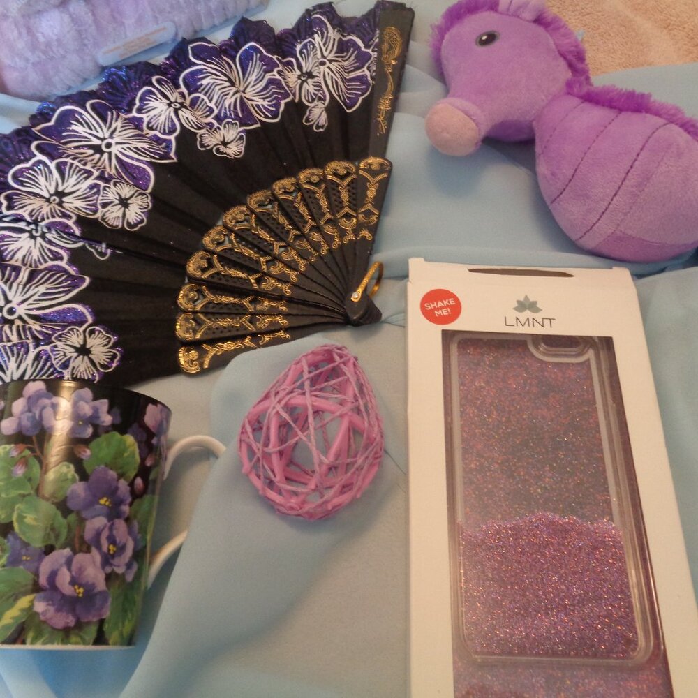 LAVENDER PURPLE DELIGHTS FAN ETC.  LOT